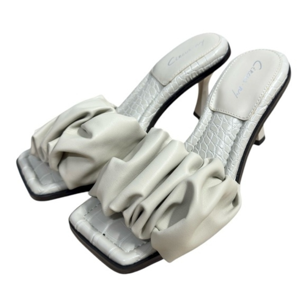 Circus NY by Sam Edelman Slade White Ruffle Slide Sandals Size 7.5 Heels - Picture 2 of 7